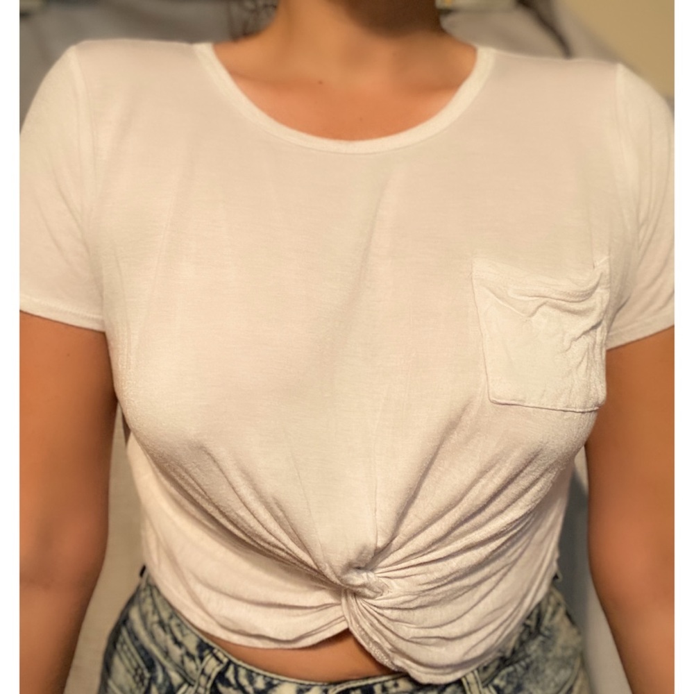 Windsor White Knotted Crop Top